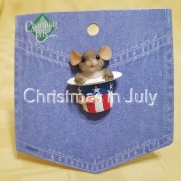 Charming Tails Mouse patriotic 4th of July uncle sam hat Lapel Pin - Picture 1 of 1